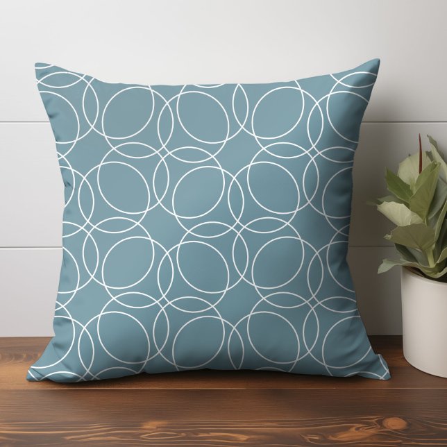 Modern Simple Pattern Cushion (circle pattern throw pillow in gray blue)