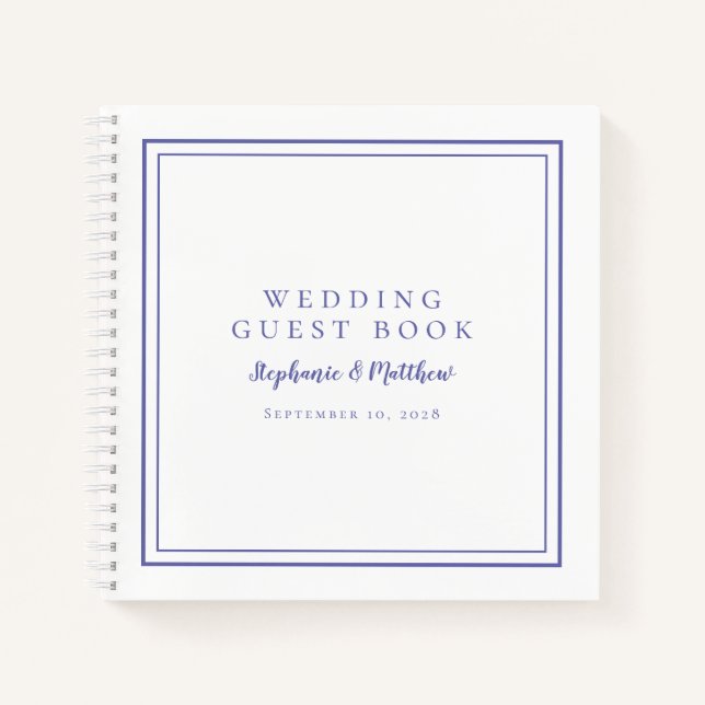 Modern Simple Periwinkle Wedding Budget Guest Book (Front)