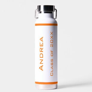 Modern Simple Personalised Graduation Orange Water Bottle