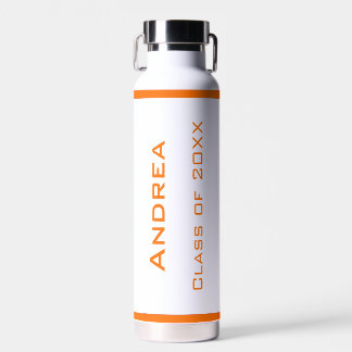 Modern Simple Personalised Graduation Orange Water Bottle