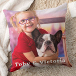 Modern Simple Personalised Pet Dog Kids Photo Cushion<br><div class="desc">Introducing our custom picture pillow, the perfect way to keep your loved ones close and cosy. This soft and stylish pillow features a modern and minimalist design, making it a great addition to any home decor. You can personalise it with any picture of your choice, whether it's a cherished photo...</div>