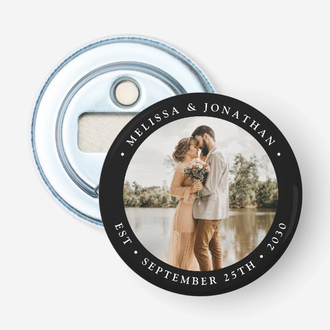 Modern Simple Personalised Photo Wedding Favour Bottle Opener (Front)