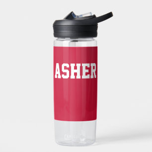 Modern Simple Personalised Red Water Bottle