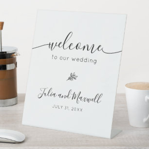 Modern Simple Personalised Welcome to our Wedding Pedestal Sign