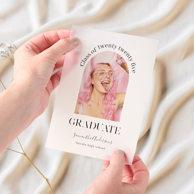 Modern Simple Photo Arch Graduate  Vellum Invitations (Creator Uploaded)