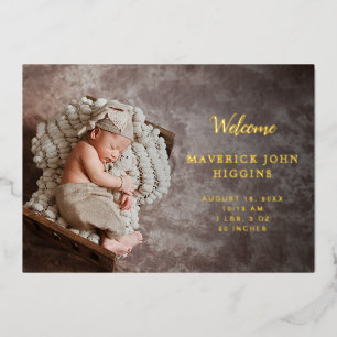 Modern Simple Photo Baby Boy Birth Announcement