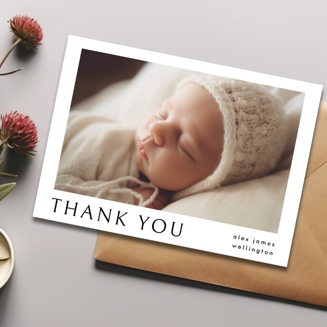 Modern Simple Photo Baby Name Thank You Announcement (Creator Uploaded)