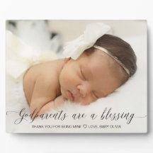 Modern Simple Photo Baptism Gift for Godparents
