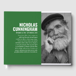 Modern Simple Photo Black White Filter Memorial Guest Book