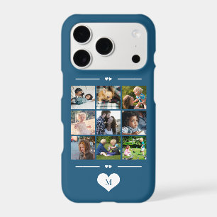 Modern simple photo collage blue monogram