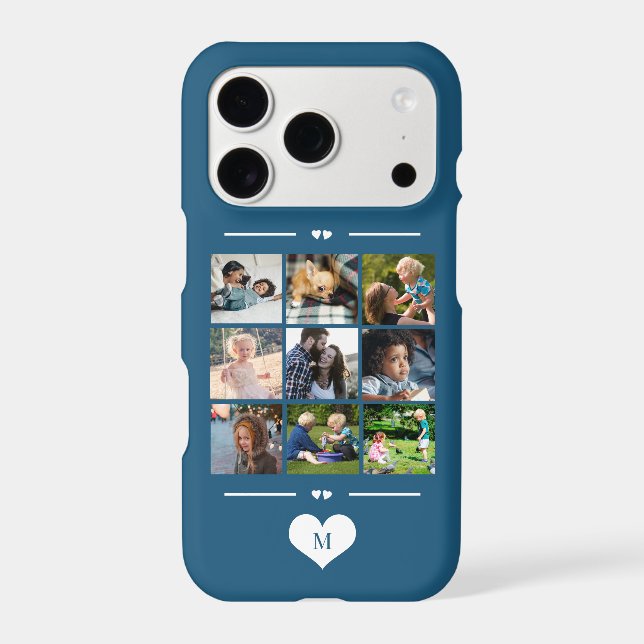 Modern simple photo collage blue monogram (Back)