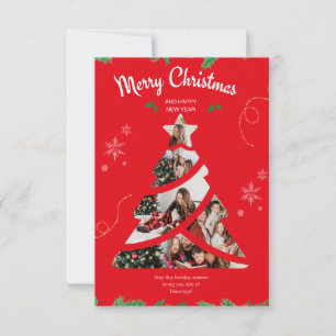 Modern Simple Photo Collage Christmas Tree Holiday Invitation