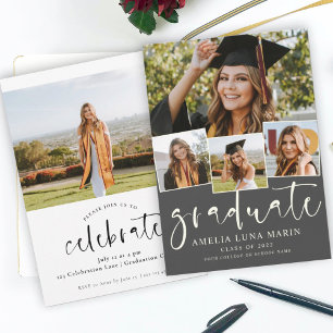 Modern Simple Photo Collage Graduation Invitation