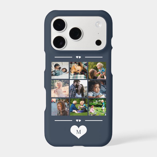 Modern simple photo collage navy monogram (Back)