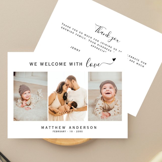 Modern Simple Photo Collage New Baby Thank You (Creator Uploaded)