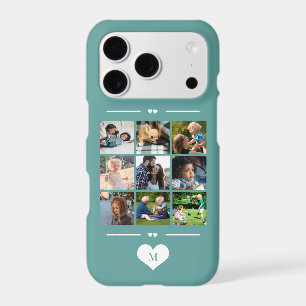 Modern simple photo collage teal monogram