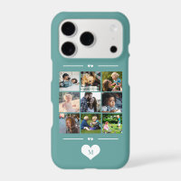 Modern simple photo collage teal monogram