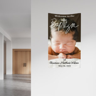 Modern Simple Photo Cross Religious Baptism  Banner