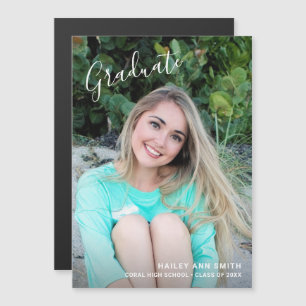 Modern Simple Photo Elegant Graduation Magnetic Invitation