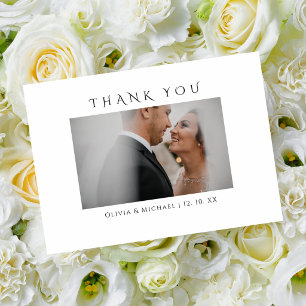Modern Simple Photo Elegant Typography Wedding Thank You Card