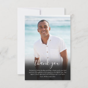 Modern Simple Photo Funeral Elegant Script Thank You Card