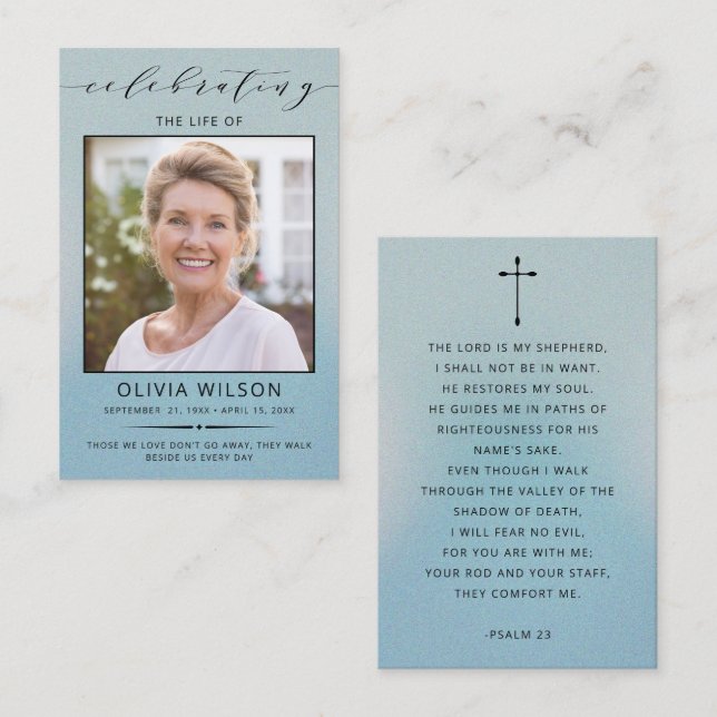 Modern Simple Photo Funeral Memorial Prayer Cards (Front/Back)