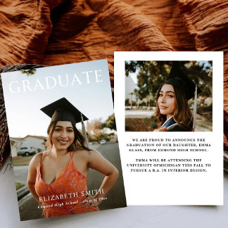 Modern Simple Photo Graduation Announcements