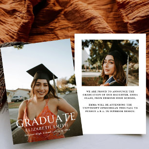 Modern Simple Photo Graduation Announcements