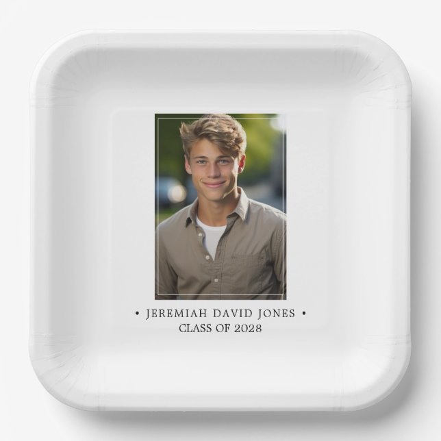 Modern Simple Photo Graduation Paper Plates (Front)