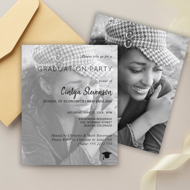 Modern simple photo graduation party invitation (Creator Uploaded)