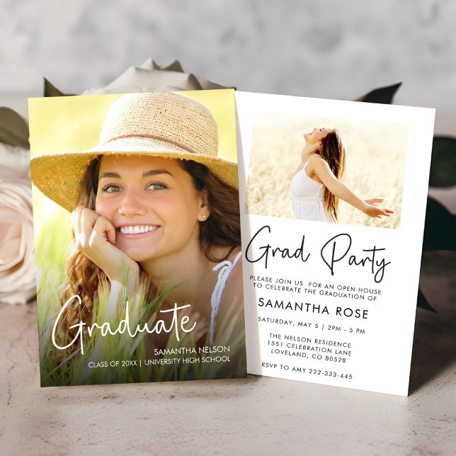 Modern Simple Photo Graduation Party Invitation (Creator Uploaded)