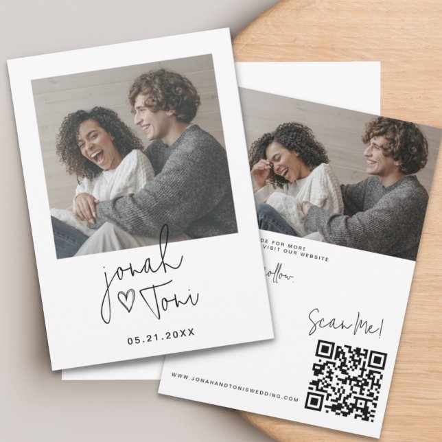 Modern Simple Photo Heart QR Code Save the Date Invitation (Creator Uploaded)