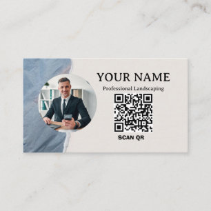 Modern Simple Photo Minimalist qr code Business Card
