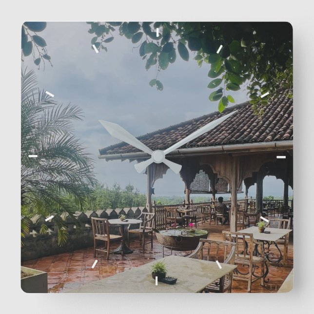 Modern simple Photo Mint Simple Lovely Gift  Square Wall Clock (Front)