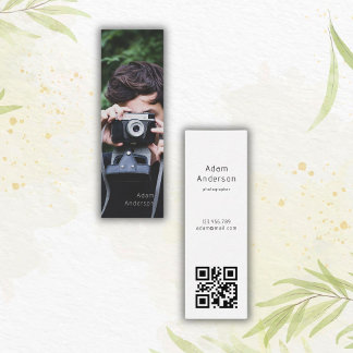 Modern Simple Photo QR Code Photographer Mini Business Card