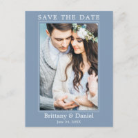 Modern Simple Photo Save The Date Dusty Blue