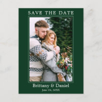 Modern Simple Photo Save The Date Green
