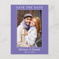 Modern Simple Photo Save The Date Periwinkle