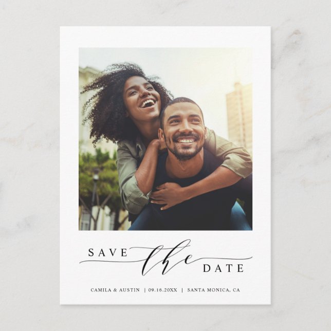Modern & Simple Photo Save the Date Postcard (Front)