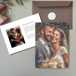 Modern Simple Photo Thank You Wedding Card