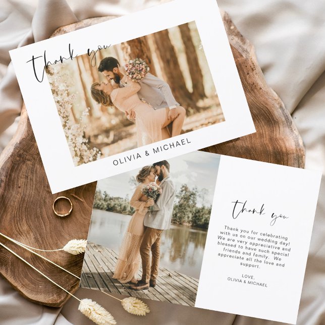 Modern Simple Photo Wedding Elegant Thank You Card (Creator Uploaded)