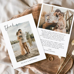 Modern Simple Photo Wedding Elegant Thank You Card