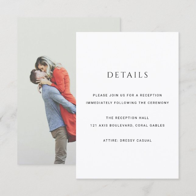 Modern Simple Photo Wedding Enclosure Card (Front/Back)