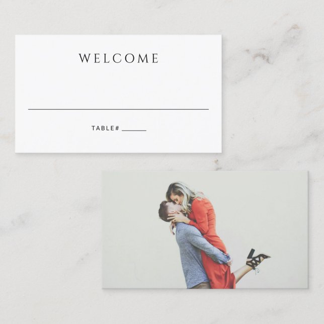 Modern Simple Photo Wedding Place Card (Front/Back)