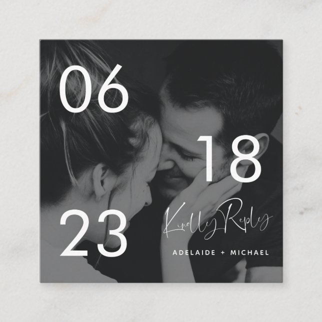 Modern Simple Photo Wedding RSVP Enclosure Card (Front)