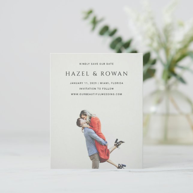 Modern Simple Photo Wedding Save the Date (Standing Front)
