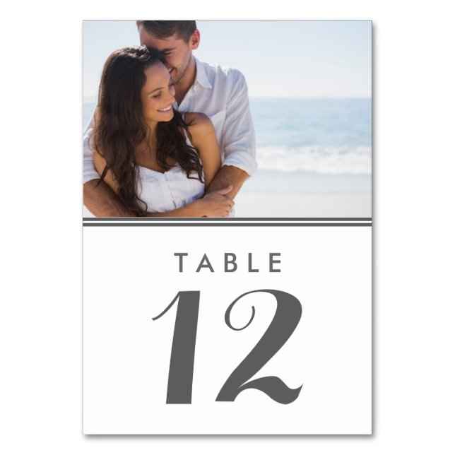 Modern Simple Photo Wedding Table Cards (Front)