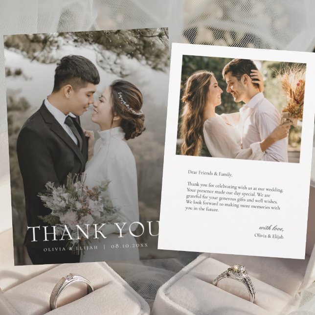 Modern Simple Photo Wedding Thank You Card (Creator Uploaded)