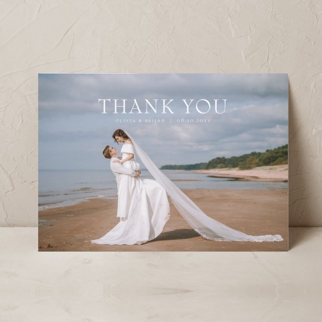 Modern Simple Photo Wedding Thank You Card W Note (Creator Uploaded)