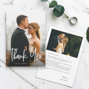 Modern Simple Photo Wedding Thank you Script Card